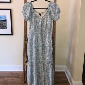 J.Crew Floral Puff-sleeve Midi-dress